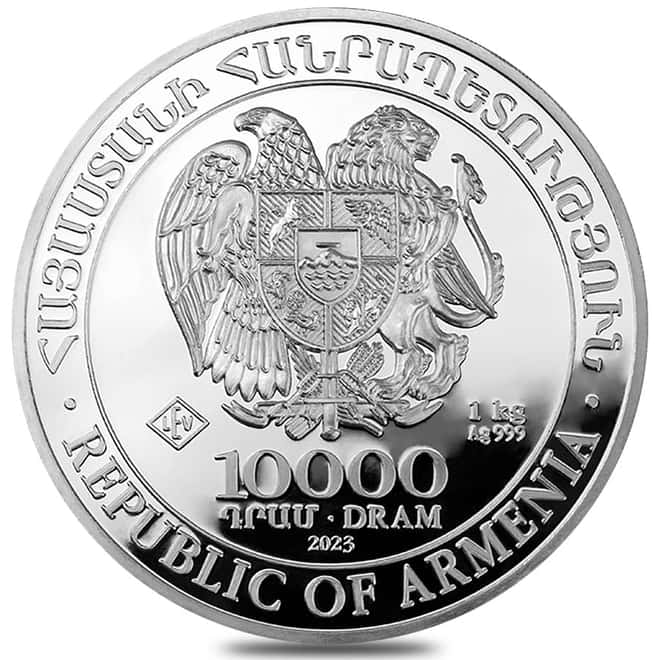 2023 Armenia 1 Kilo Noah's Ark Silver Coin 10000 Dram BU