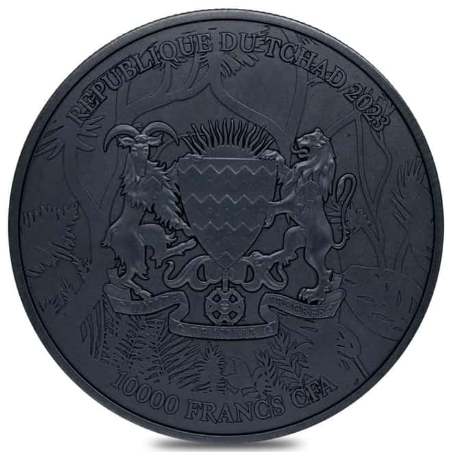 2023 Chad 2 oz Silver Black Gorilla Coin Serial #5 High Relief (w/Box)