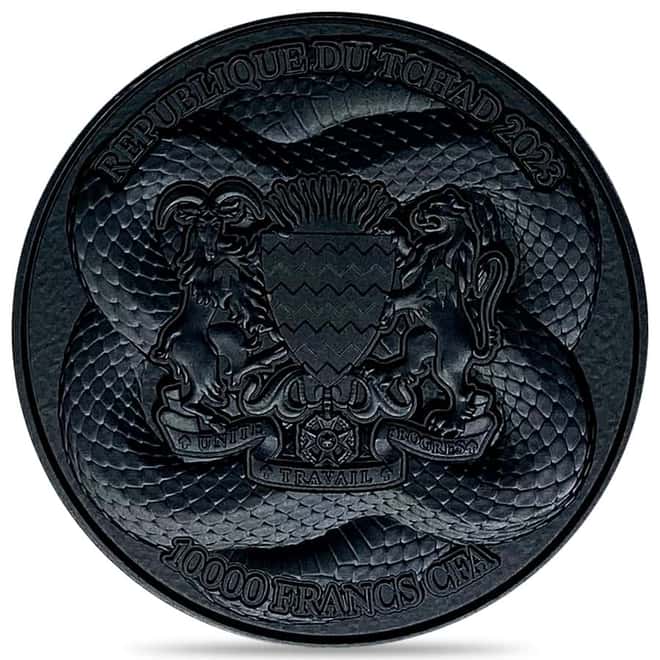 2023 Chad 2 oz Silver Black Mamba Coin Serial #3 High Relief (w/Box)