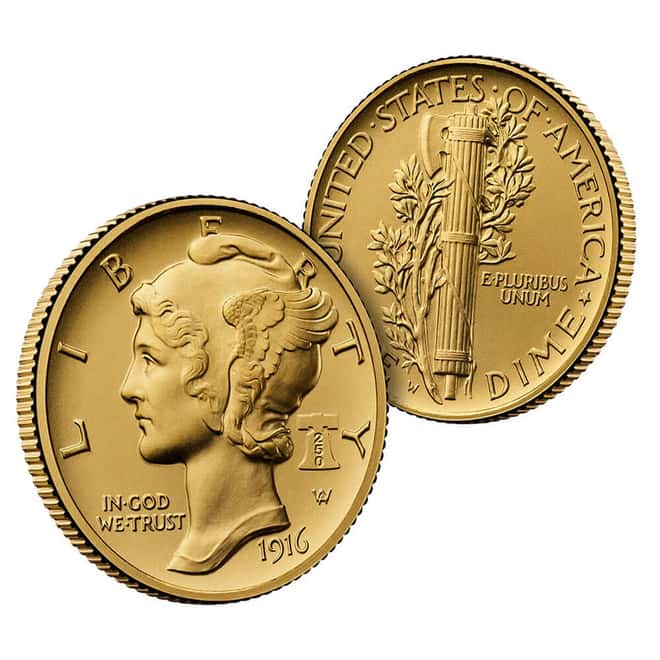 2026 1/10 oz Best of the US Mint 1916 Mercury Dime Gold Coin PCGS SP 70 AR
