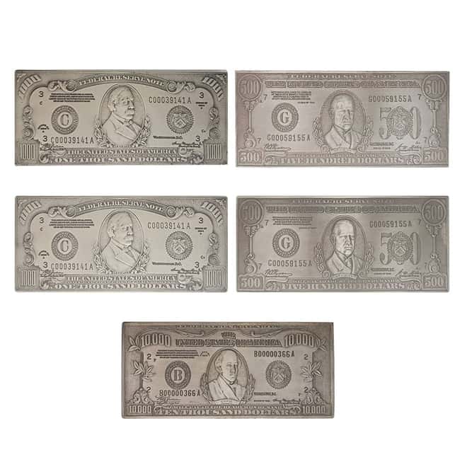 227 oz Silver Bill Bar 11-Piece Set .999 Fine (High Denomination)