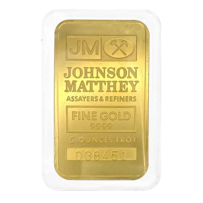 5 oz Johnson Matthey Gold Bar .9999 Fine (Secondary Market)