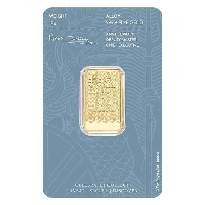 10 gram Britannia Gold Bar .9999 Fine (In Assay)