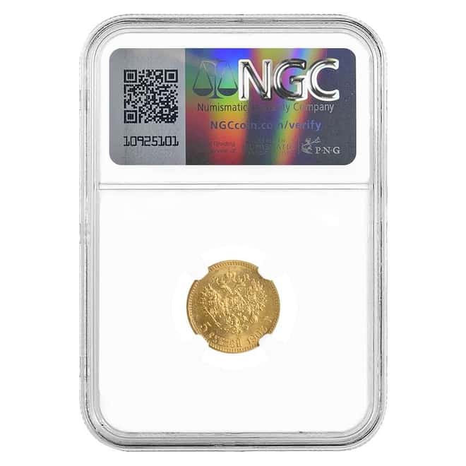 1903 AP Russia 5 Roubles Nicholas II Gold Coin NGC MS 66