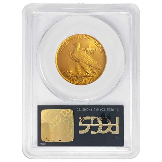 1908 $10 Indian Head Gold Eagle Coin No Motto PCGS MS 62