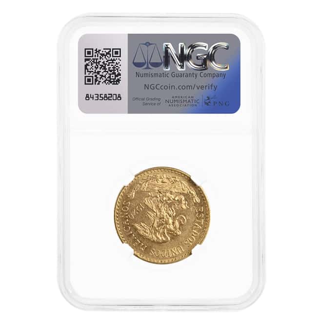 1920/10 Mexico 20 Pesos Gold Coin NGC MS 61