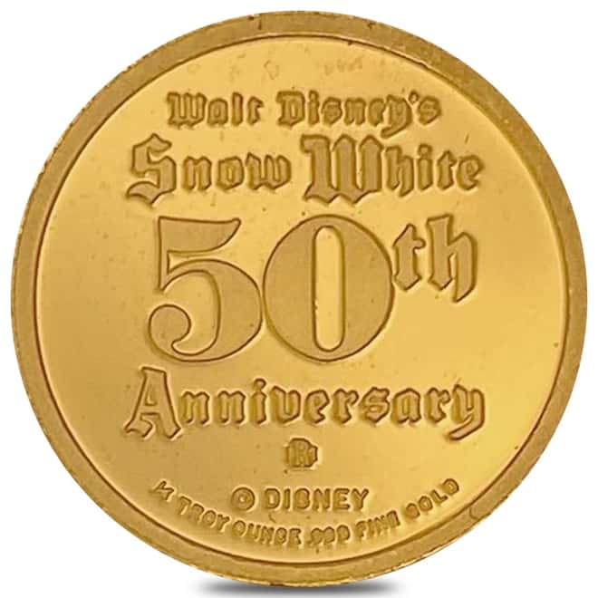 1/4 oz Proof Gold Snow White Disney Round (w/Box & COA)