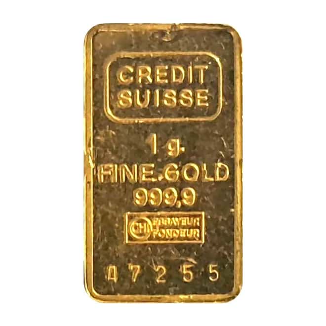 1 Gram Credit Suisse MTB Panda Gold Bar .9999 Fine