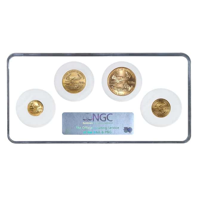 2007 1.85 oz Gold American Eagle 4-Coin Set NGC MS 70 ER Multi Holder