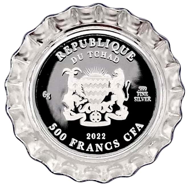 2022 Chad 6 Gram Pepsi-Cola Retro Bottle Cap Proof Silver Coin .999 Fine (w/Box & COA)