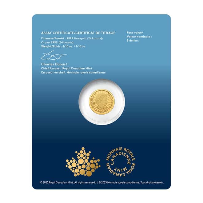 2023 Canada 1/10 oz Gold The Majestic Polar Bear and Cubs Coin (in Assay)