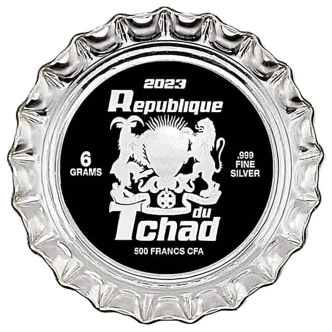 2023 Chad 6 gram Mountain Dew Bottle Cap Proof Silver Coin .999 Fine (w/Box)