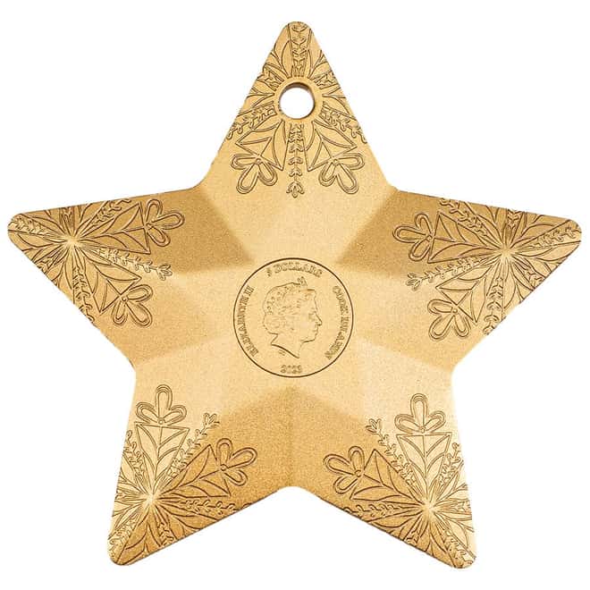 2023 Cook Islands 1 oz Gilded Silver Snowflake Star Ornament Coin