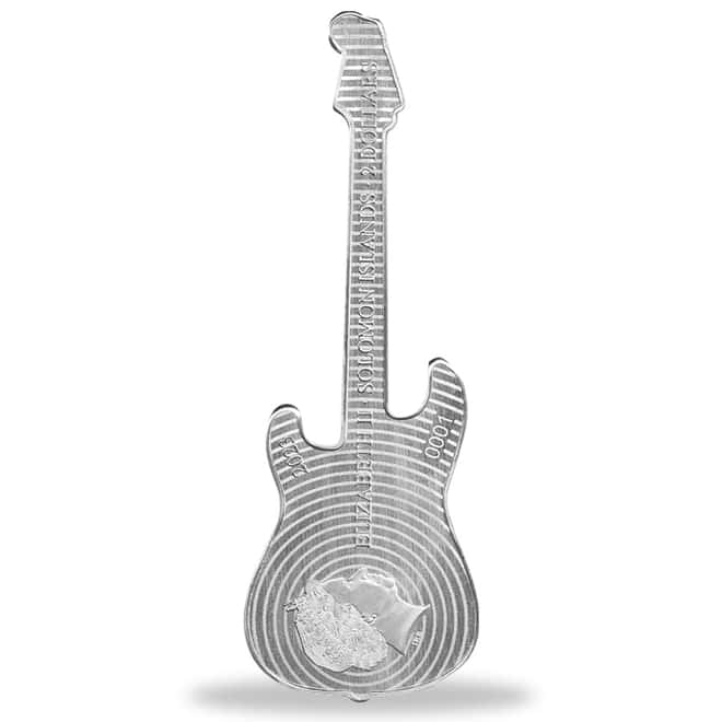 2023 SI 1 oz Silver Fender Stratocaster Daphne Blue Guitar Coin