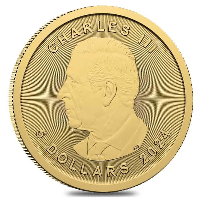 2024 1/10 oz Canadian Gold Maple Leaf $5 Coin BU (Sealed)