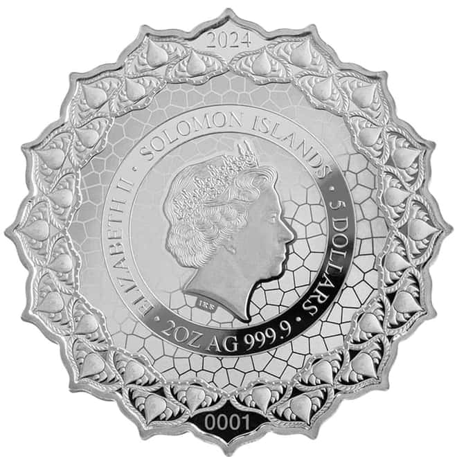 2024 SI 2 oz Lotus of the 7th Chakra Colorized Silver Coin