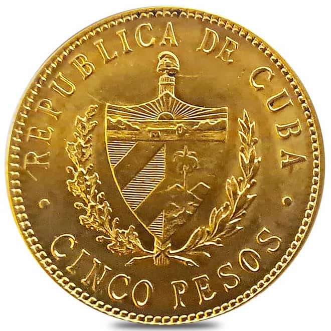 5 Pesos Jose Marti Gold Coin AU/BU (Random Year)