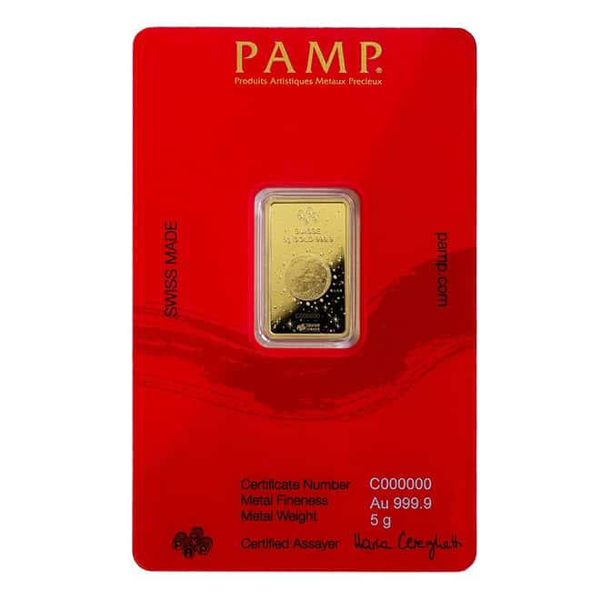 2024 5 gram PAMP Suisse Lunar Dragon Gold Bar (In Assay)