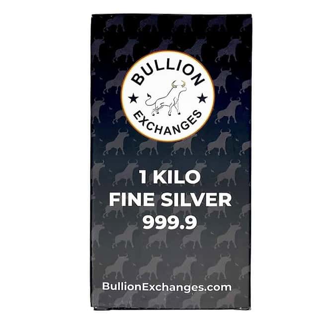 Box of 10 - 1 Kilo Bullion Exchanges Silver Bar .9999 Fine