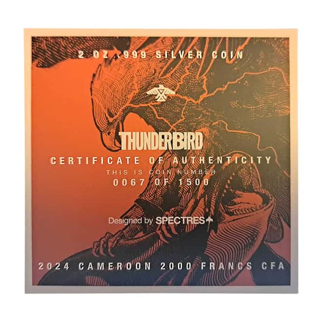 2024 Cameroon 2 oz Thunder Bird Shaped Silver Coin .999 Fine