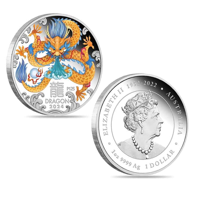 2024 3 oz Silver Lunar Dragon 3-Coin Set Perth Mint