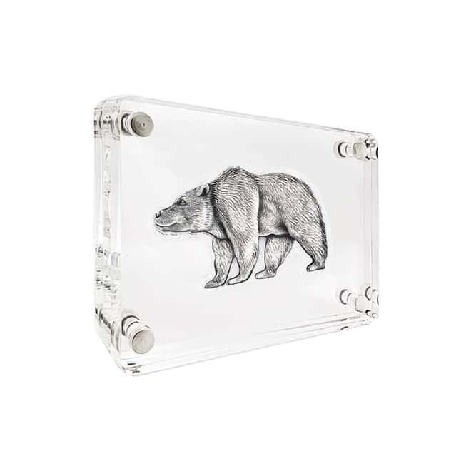 2021 Chad 1 oz Silver Bear Shaped Antiqued High Relief Coin (w/Box)