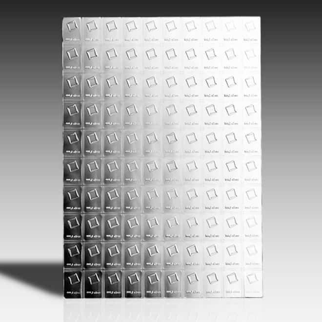 Broken Assay - 100 x 1 gram Silver Valcambi CombiBar .999 Fine