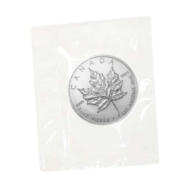 1990 1 oz Silver Canadian Maple Leaf .9999 Fine $5 Coin BU (Sealed)