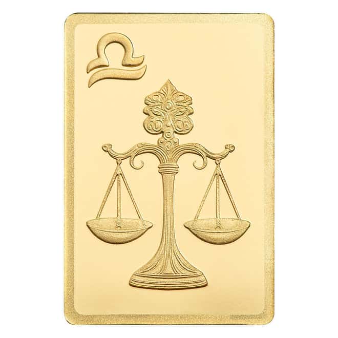1/2 Gram PAMP Suisse Libra Zodiac Gold Bar (in Assay)
