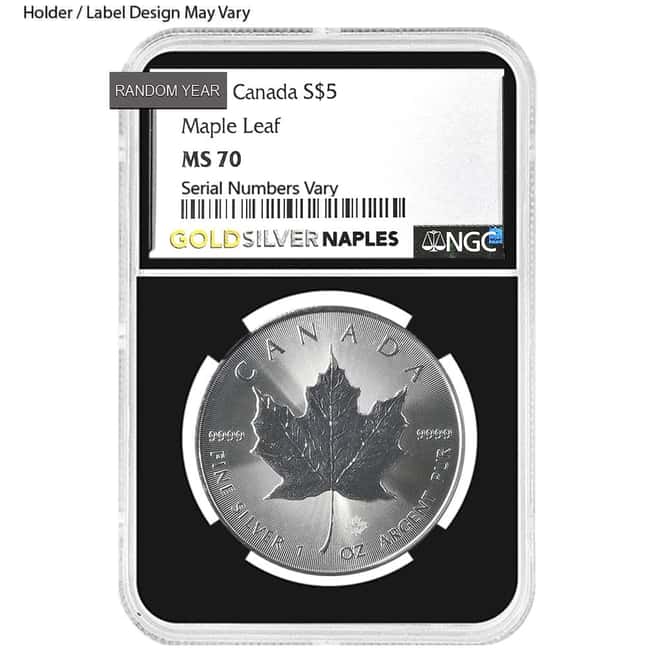 1 oz Canadian Silver Maple Leaf Coin NGC/PCGS MS/PF 70 (Random Year)