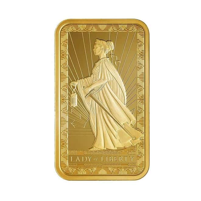 Box of 25 - 1 oz PAMP/Newmont Lady of Liberty Gold Bar (in Assay)