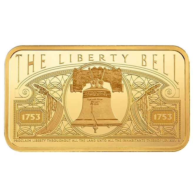 1 oz PAMP Suisse Liberty Bell Gold Bar .9999 Fine (in Assay)
