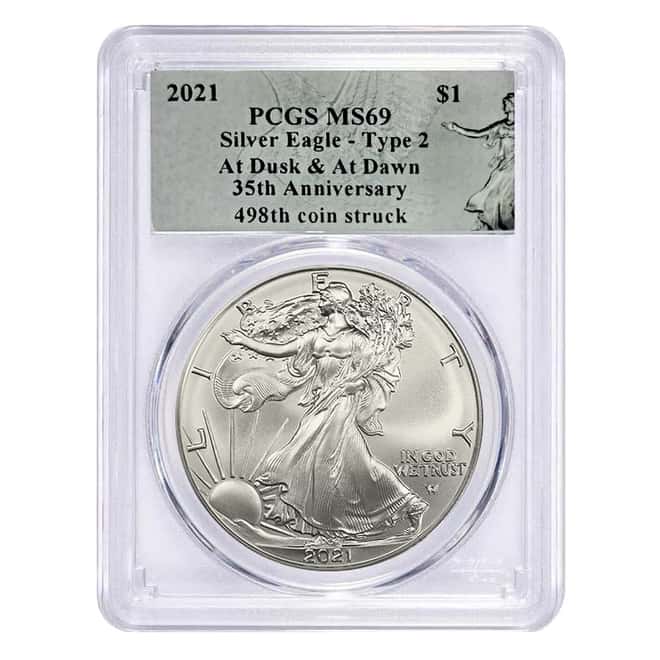 2021 1 oz Silver American Eagle At Dusk & At Dawn T-2 PCGS MS 69