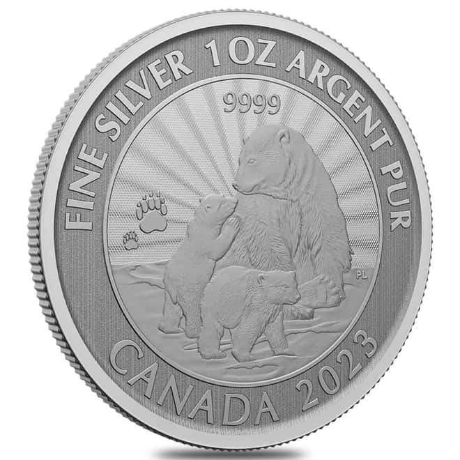 2023 Canada 1 oz Silver The Majestic Polar Bear and Cubs Coin (In Assay)