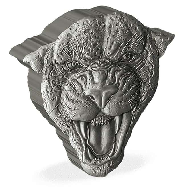 2023 Niue 2 oz Fierce Nature Leopard Shaped Silver Coin