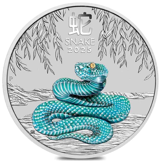 2025 1/2 oz Colorized Silver Lunar Snake BU Perth Mint