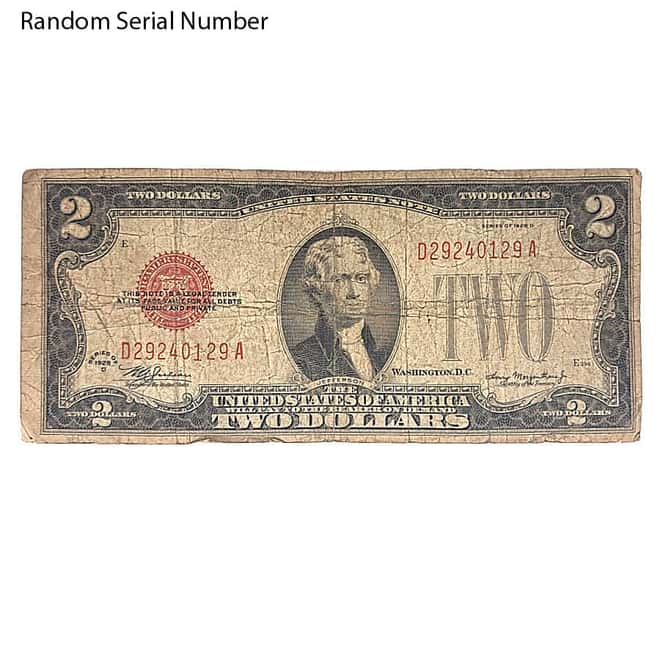 1928 $2 Bill Legal Tender Currency Note Red Seal Cull
