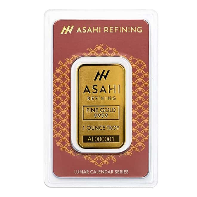 2024 1 oz Asahi Lunar Dragon Gold Bar .9999 Fine
