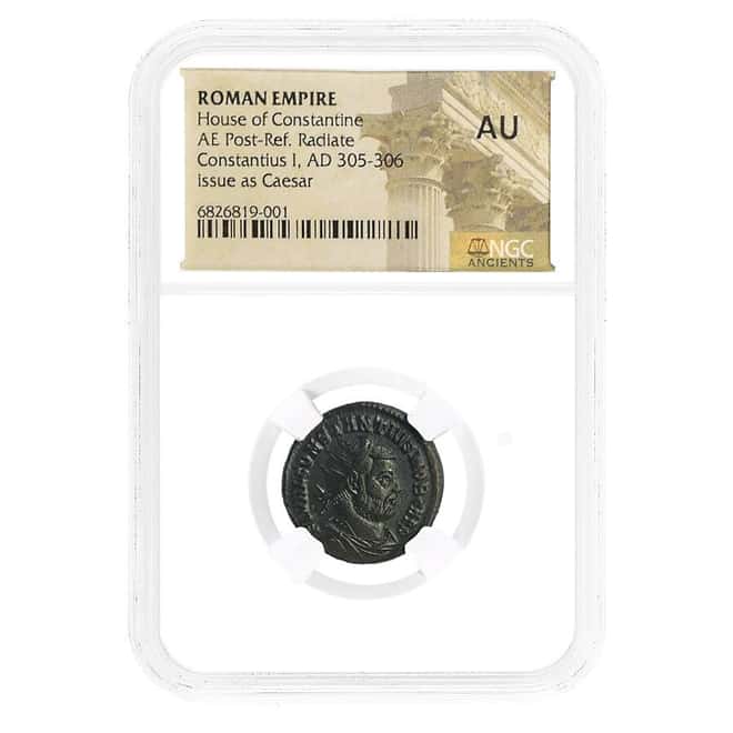 305-306 AD Roman Empire Constantius I AE Coin NGC AU