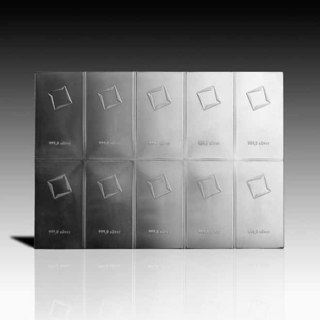 Broken Assay - 10 x 10 gram Silver Valcambi CombiBar .999 Fine