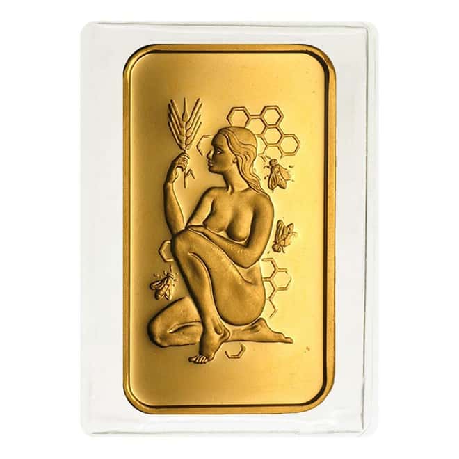 1 oz Pamp Suisse Lady of the Beehive Gold Bar .9999 Fine