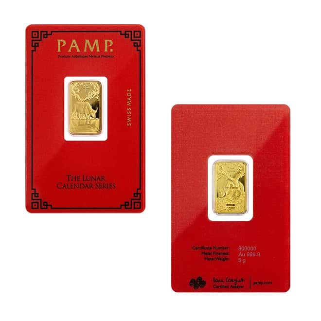 12 x 5 gram PAMP Suisse Lunar Series Gold Bar Set (In Assay)