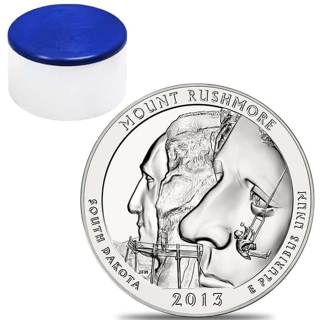 Tube of 10 - 2013 5 oz Silver America the Beautiful ATB South Dakota Mount Rushmore Coin