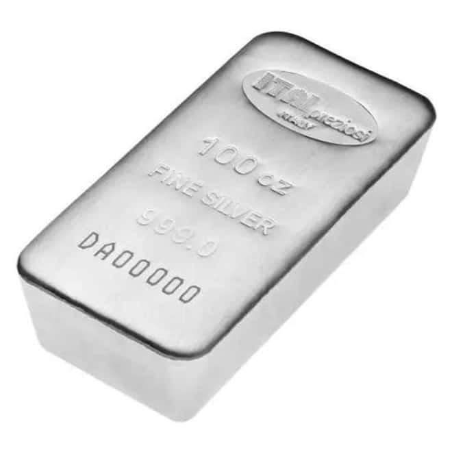 100 oz Italpreziosi Italian Silver Cast Bar .999 Fine