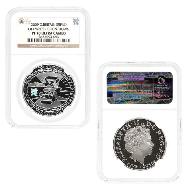 2009 GB 2012 London Olympics Countdown Gold/Silver 3-Coin Set NGC PF 70