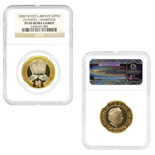2008 GB UK Olympics Handover Gold/Silver 3-Coin Set NGC PF 69