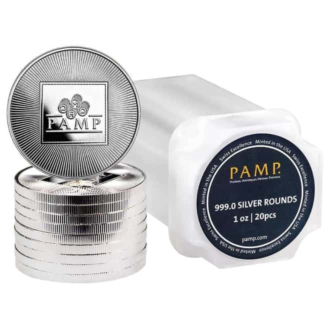 Tube of 20 - 1 oz PAMP USA Silver Round .999 Fine