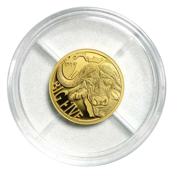2016 Cameroon 1/2 gram Gold 100 Francs The Big Five Buffalo Proof Coin In Cap 