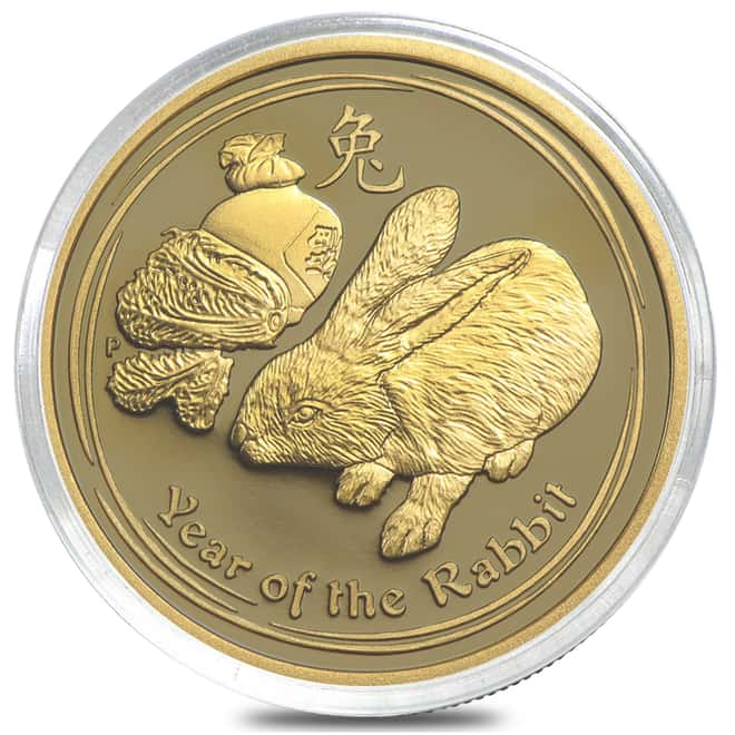2011 1/4 oz Gold Lunar Year of The Rabbit BU Australia Perth Mint In Cap