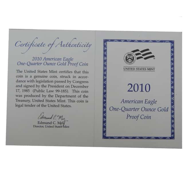 2010 W 1/4 oz $10 Proof Gold Eagle (w/Box & COA) 